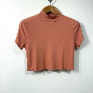 Urban Outfitters Desert Dreamer Rust Ribbed Mock Neck Crop Top XL Soft Stretch